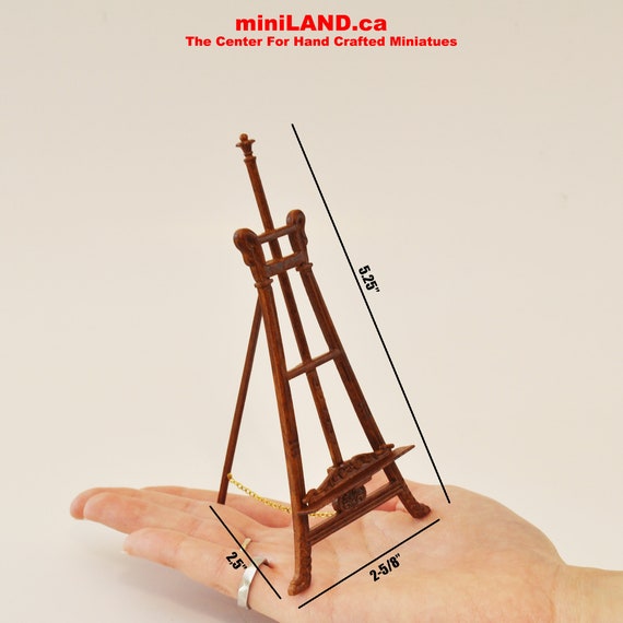 Chevalet Miniature 1:12 Pour Maison De Poupée - Avec 2 Tableaux - Décoration Vintage En Bois - 7