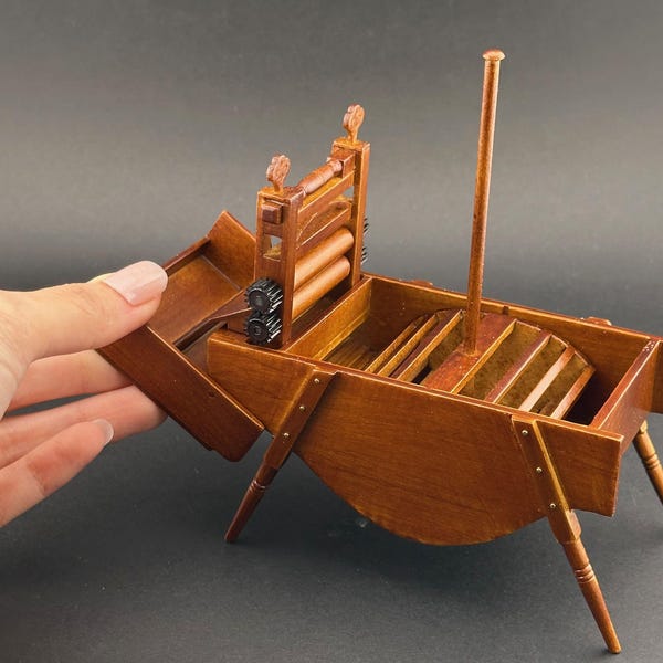 ミニチュアアンティーク手洗い洗濯機（衣類絞り付き） – 1:12スケール可動パーツレプリカ限定版