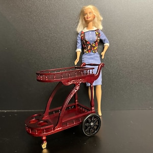 1:6 scale Tea Trolley Cart Quality Liquor service Mahogany for dollhouse miniature For fashion dolls