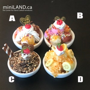 Miniature dollhouse Ice cream bowl for 12"H Doll 1:6 scale CHOOSE from 4 kinds - playhouse food sweet dessert