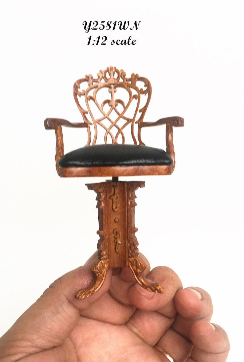 Casino Tall Chair for play game room Walnut Dollhouse miniature 112