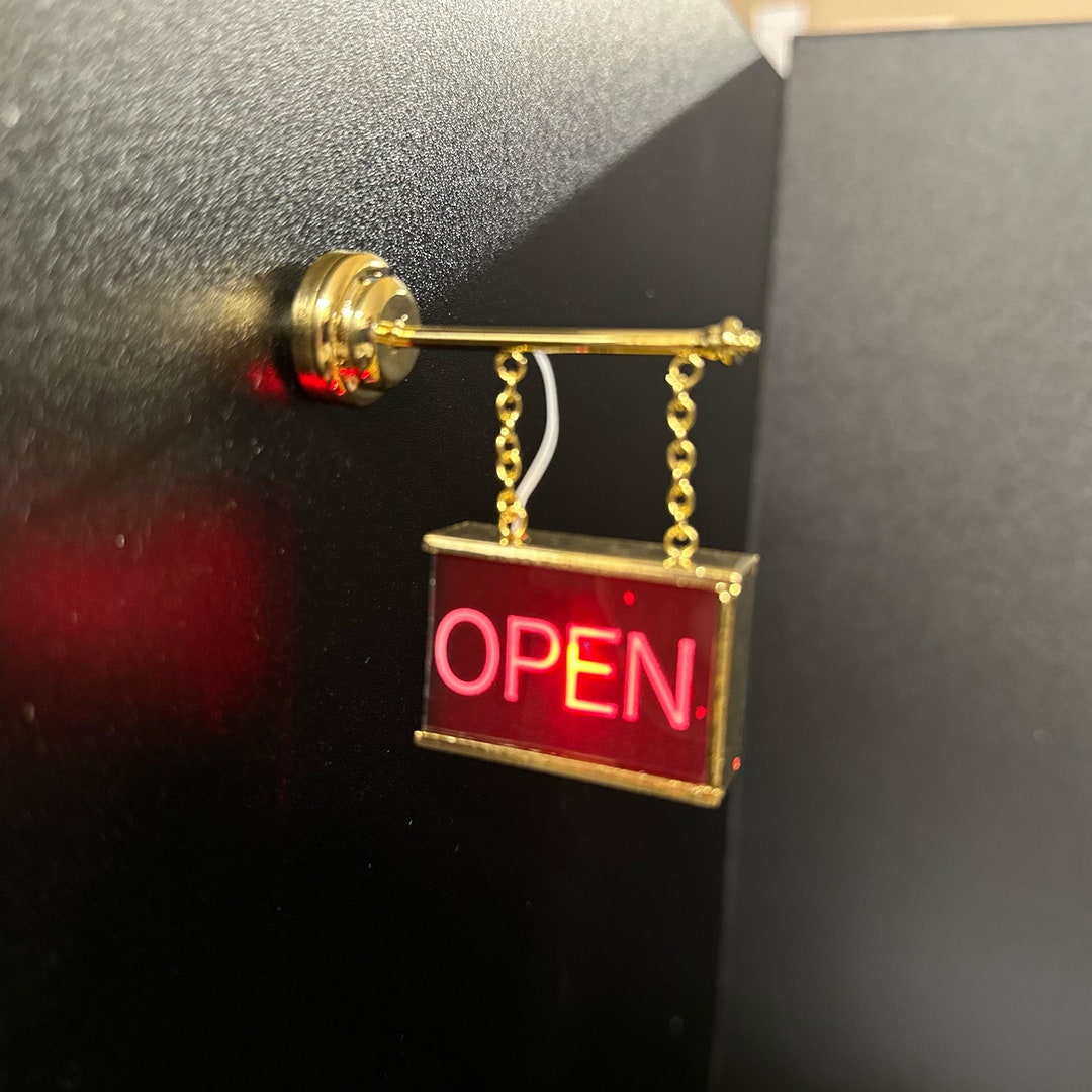 Lighting Open Store Sign Dollhouse Miniature Roombox Light Etsy