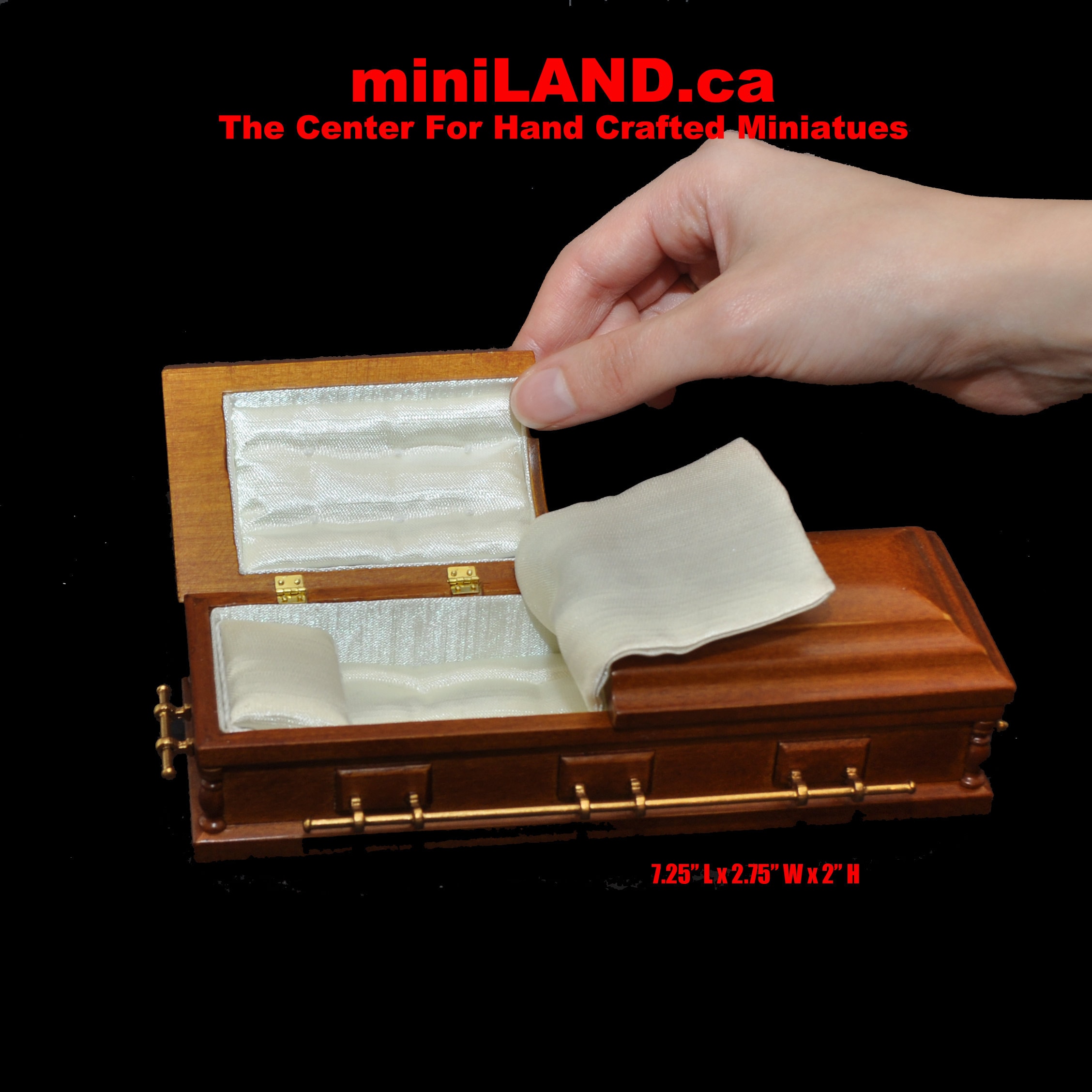 Mini Sample Caskets 1:12 Wooden Miniature Coffin Casket WALNUT Color for Dollhouse Funeral ...