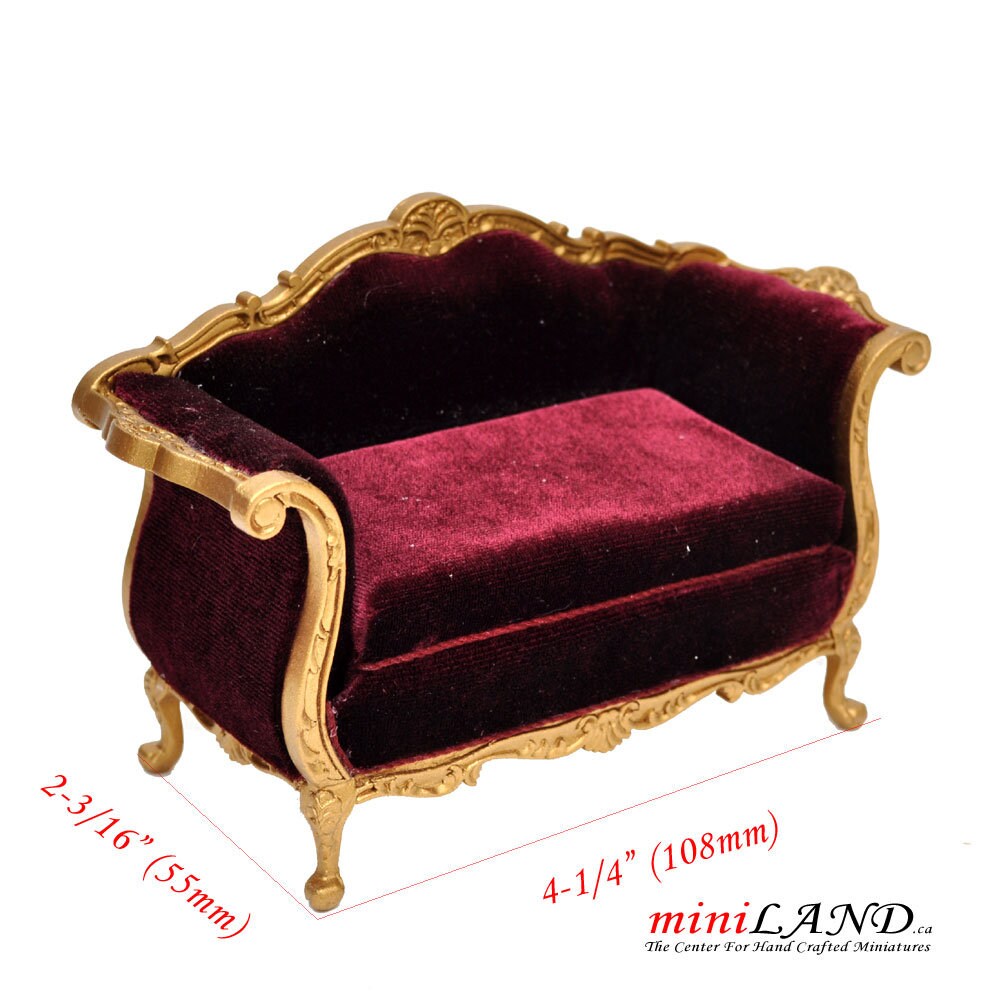 Toyvian Divano In Miniatura Scala 1:12 Per Casa Delle Bambole - Stile Vittoriano In Legno Verde, Panca Da Principessa, Arredo In Miniatura