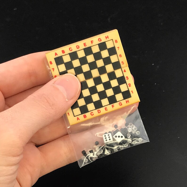 Colbert Checkers Mini Miniature Checkers and Backgammon Board Game Toy for 1:12 Scale ...