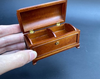 Humpback Chest dollhouse miniature 1" scale walnut wood Y3992 WN