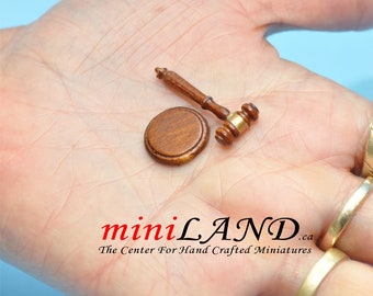 Auction judge hammer gavel with base dollhouse miniature 1:12 scale v4030