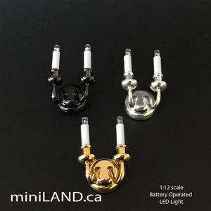 Double applique murale bougeoir LED lumière super brillante avec interrupteur marche/arrêt pour miniatures de maison de poupée à l'échelle 1:12