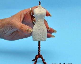 Walnut Fine Quality Dress Form for 1:12 Scale dollhouse miniature wood Mannequin dresses clothes clothing sewing sew designer