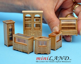 1:48 1/4" quarter scale store shop counters and shelves units 6pcs Pine - Top Quality
