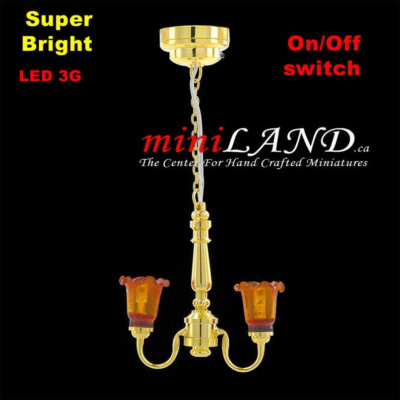 Battery operated LED LAMP Dollhouse miniature light chandelier Etsy