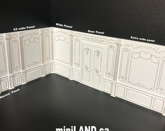 French Royal Paneling line White 1:12 scale Build a Room Using wall panels Components - top quality