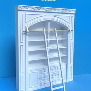 MANOR PANEL shelves unit or Ladder library wall panel 7.5"W 9110 WHITE 1:12 scale dollhouse miniatures  9110