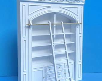 MANOR PANEL shelves unit or Ladder library wall panel 7.5"W 9110 WHITE 1:12 scale dollhouse miniatures  9110