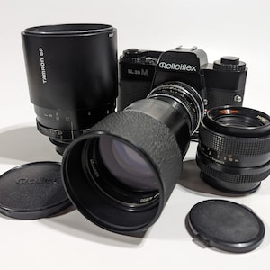 Rolleiflex SL35M, Zeiss, Rollei, and Tamron lenses