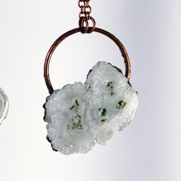 Solar Quartz Necklace - Stalacite Pendant - Stone Slice - Electroformed Jewelry