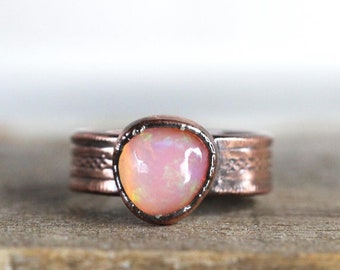 Mexican Opal Ring - Size 5 1/4- Flashy Opal - Natural Stone Ring