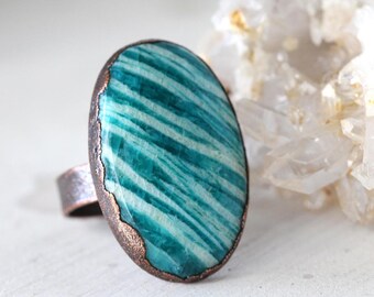 Antique Aqua Terra Jasper Cabochon gemstone ring ring size 6 large natural stone