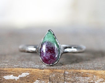 Ruby Zoisite Ring - Polished Stone Ring - Natural Pink Stone - Pink Crystal Ring