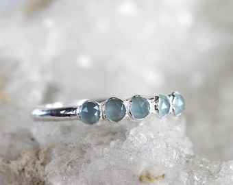 Aquamarine Ring - March Birthstone Jewelry - Multi Stone Stacker