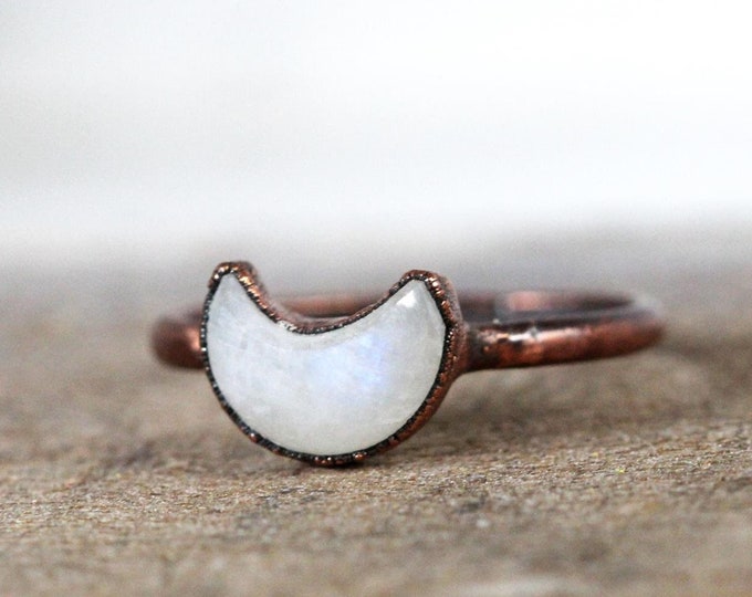 Featured listing image: Moonstone Crescent Ring - Moon Phase Jewelry - Celestial