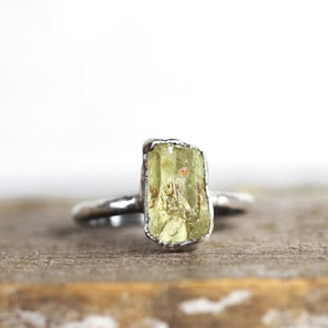 Yellow Apatite Ring - Electroformed Jewelry - Unique Gift Idea