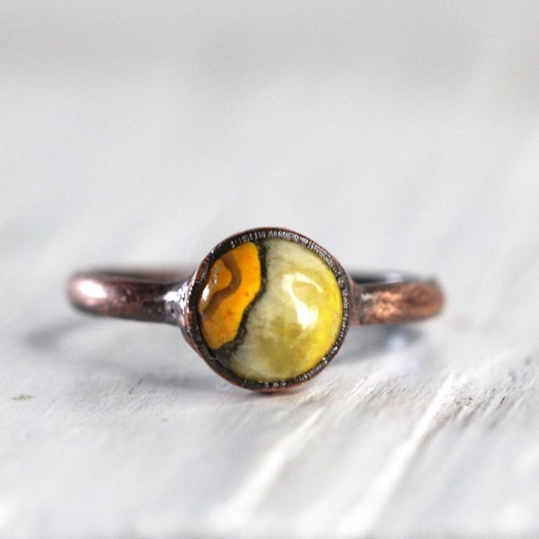 Bumble Bee Jasper Ring - Volcanic Stone - Jasper Jewelry