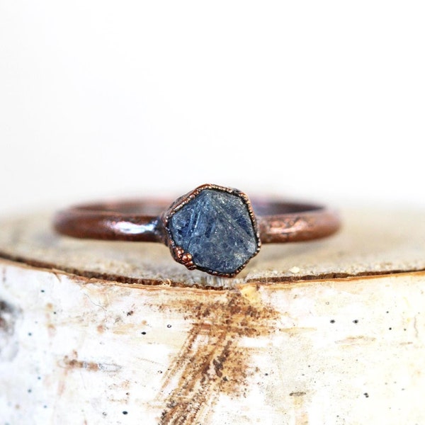 Raw Sapphire Ring - Natural Stone - September Birthstone Jewelry