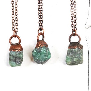 Emerald Necklace - Stone Pendant - Electroformed Copper - Electroformed Crystal Jewelry