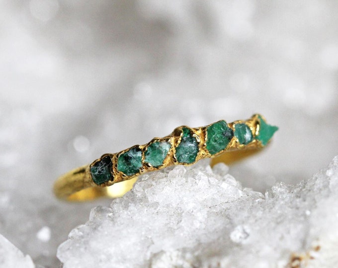 Featured listing image: Raw Emerald Ring - May Birthstone Jewelry - Gold Vermeil