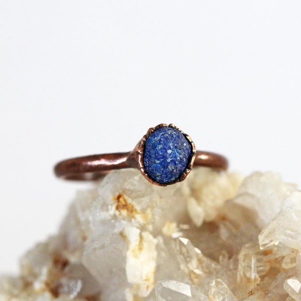 Raw Azurite Ring - Azurite Gemstone Jewelry - Azurite Sphere