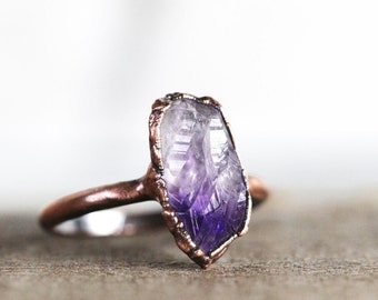 Raw Amethyst Ring - February Birthstone - Purple Crystal Ring - February Birthstone