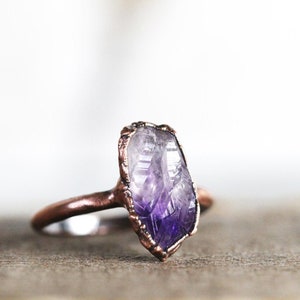 Raw Amethyst Ring - February Birthstone - Purple Crystal Ring - February Birthstone