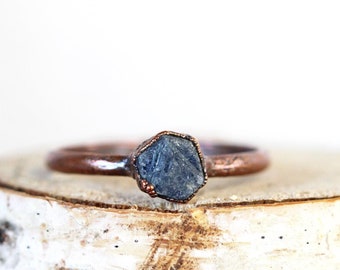 Raw Sapphire Ring - Natural Stone - September Birthstone Jewelry