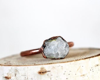 Celestite Ring - Raw Stone Stacker - Natural Stone Jewelry