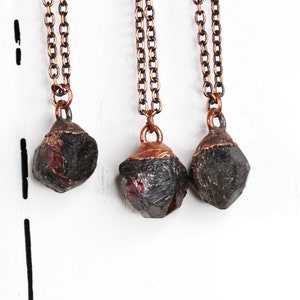 Garnet Necklace - Raw Garnet Pendant - Large Gemstone - January Birthstone - Raw Crystal Necklace