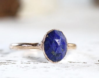 Lapis Lazuli Ring - Faceted Stone Ring - Natural Blue Gemstone Ring