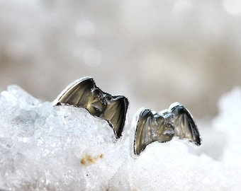 Bat Earrings - Halloween Jewelry - Goth Studs - Solid Silver Posts