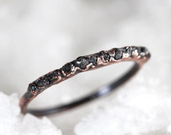 Diamond Ring - Skinny Diamond Ring - Anniversary Gift - Conflict Free Diamond Ring - Raw Diamond Ring - Multi Stone Ring
