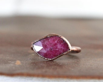Ruby Zoisite Ring - Size 9  - Faceted Pink Stone