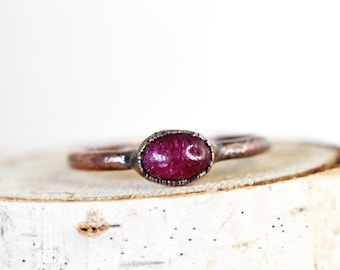 ルビーリング - 電気鋳造ジュエリー - 未処理の石