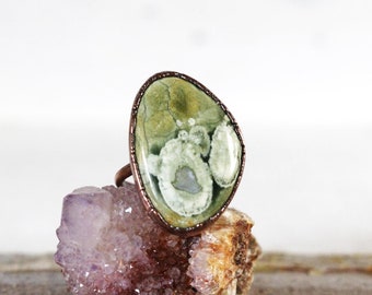 Rainforest Jasper Ring - Size 7 3/4 - Green Stone Jewelry