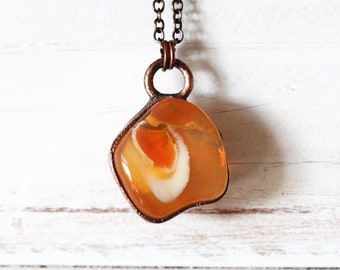 Opal Necklace - Mexican Jelly Opal Pendant - Copper Jewelry