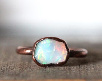 Ethiopian Opal Ring - October Birthstone - Natural Opal Jewelry