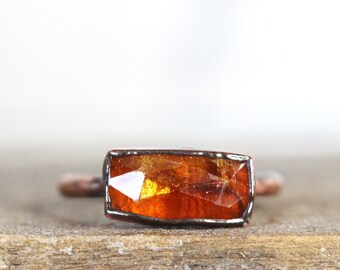 Orange Garnet Ring - Spessartite Ring - January Birthstone Jewelry
