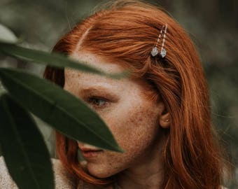 Crystal Bobby Pin - Bridal Hair Accessory - Quartz Hair Pin - Forest Wedding