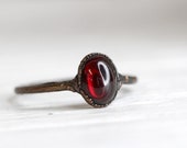 Garnet Ring - Electroformed Capricorn Ring - Copper and Stone Ring