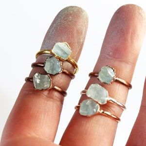 Raw Aquamarine Ring Electroformed Jewelry Rose Gold Plated image 10