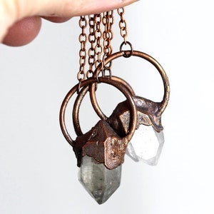 Raw Crystal Necklace - Quartz Crystal Pendant -  Electroformed Crystal Jewelry