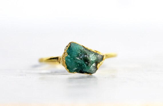 Raw Emerald Ring May Birthstone Jewelry Raw Stone Ring | Etsy